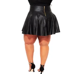 Plus Size High Waist Slim A-line Pleated Pu Leather Skirt -Plus Size Dresses Shop 117995310b34d9e3