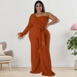 Plus Size Women's Asymmetrical One Shoulder Jumpsuit -Plus Size Dresses Shop 11c3f8b3baa3c37b