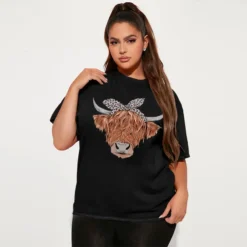 Women's Fashion Plus Size Casual Print Round Neck Short Sleeve T-Shirt -Plus Size Dresses Shop 11e5ac523d3de82e