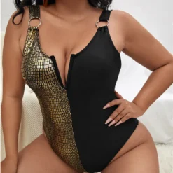 Plus Size Swimsuit Color Block One Piece Swimwear -Plus Size Dresses Shop 121b2fa4d7be1d72