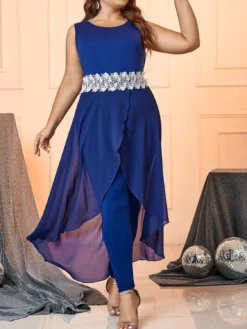 Summer Women's Plus Size Clothing Sexy Sleeveless Round Neck Slim Jumpsuit -Plus Size Dresses Shop 1224a2628bccb326