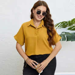 Women Summer Polo Collar Shirt -Plus Size Dresses Shop 122626578cace745