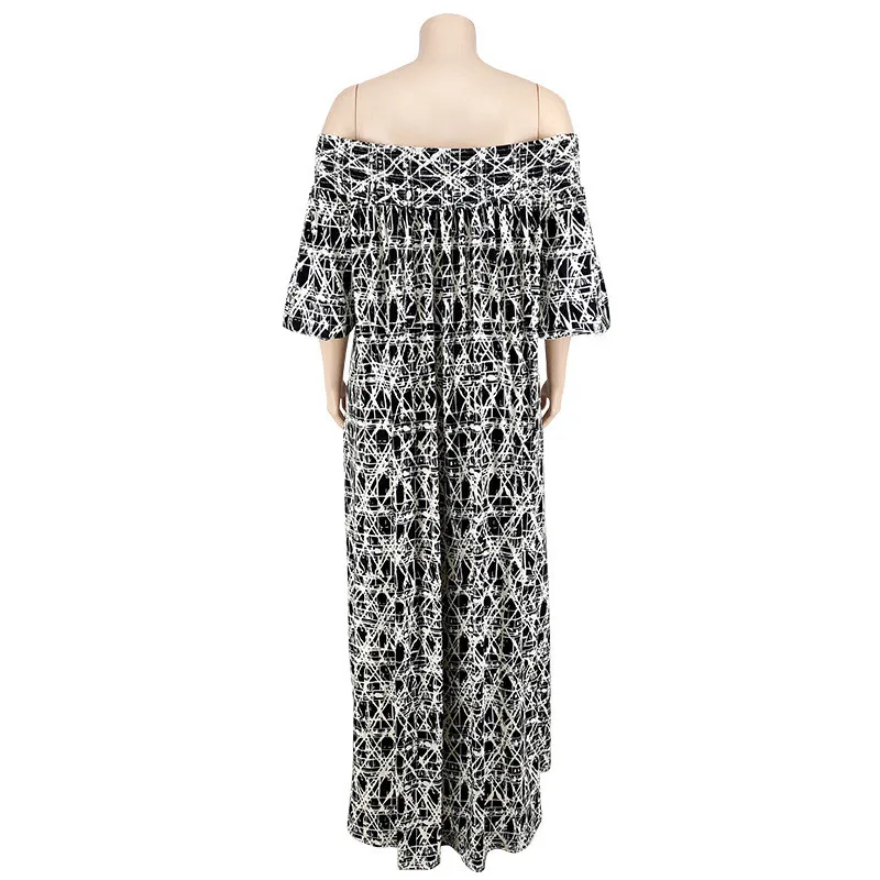 Plus Size Women Fall Off Shoulder Long Sleeve Dress With Belt 9 Plus Size Women Fall Off Shoulder Long Sleeve Dress With Belt - Image 7