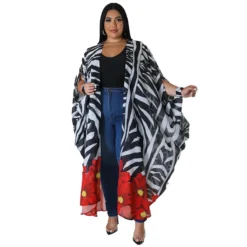 Plus Size Women's Fashion Printed Chiffon Cape Shirt -Plus Size Dresses Shop 137495088781cf06