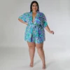 Summer Plus Size Loose Print Blouse Lace-Up Shorts Multi-Color Two-Piece Set 1 Summer Plus Size Loose Print Blouse Lace-Up Shorts Multi-Color Two-Piece Set -Plus Size Dresses Shop 14fdd5d6f68b3146