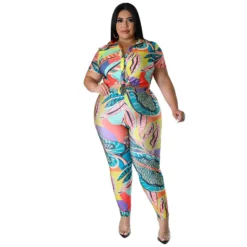 Plus Size Women's Printed Summer Short Sleeve Shirt Trousers Fashion Casual Two Piece Set 36 Plus Size Women's Printed Summer Short Sleeve Shirt Trousers Fashion Casual Two Piece Set -Plus Size Dresses Shop 153bc49185baed51