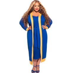 Plus Size Women Casual Contrast Stripe Long Sleeve Jacket + Tank Top Dress 13 Plus Size Women Casual Contrast Stripe Long Sleeve Jacket + Tank Top Dress -Plus Size Dresses Shop 15900fec85aa679e