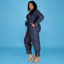 Fall Plus Size Women's Wash Denim Long Jumpsuit -Plus Size Dresses Shop 15b92bd008aac477