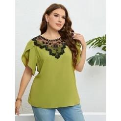 Women Summer Round Neck Lace Top -Plus Size Dresses Shop 163ff306fa413be4