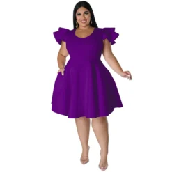 Plus Size Women Ruffles Short Sleeve Dress -Plus Size Dresses Shop 16a42026d9fc8c75