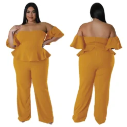 Women'S Sexy Off-Shoulder Short-Sleeve Wide-Leg Jumpsuit -Plus Size Dresses Shop 16da7294ab02742c