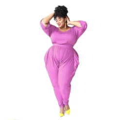 Autumn/Winter Solid Color Half Sleeve Round Neck Casual Home Ladies Jumpsuit -Plus Size Dresses Shop 175f0086036ce888