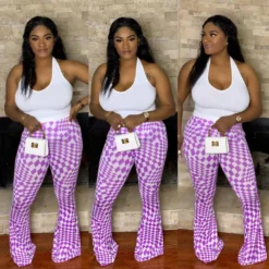 Plus Size Women Casual Geometric Print Bell Bottom Pants -Plus Size Dresses Shop 180c362ccf46ae46