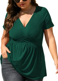Plus Size Women V-Neck Short Sleeve T-Shirt -Plus Size Dresses Shop 18a969a11448c741