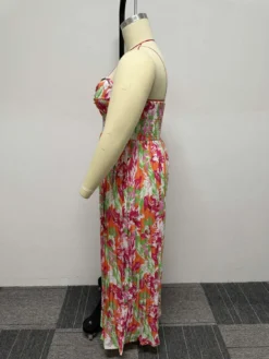 Sexy Strapless Print Plus Size Elasticized Wide Leg Pleated Plus Size Jumpsuit -Plus Size Dresses Shop 18b1d99eab5b25ad