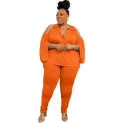 Fashion Women'S Solid Color Cutout Batwing Sleeve Casual Two Piece Plus Size Women'S Pants Set 17 Fashion Women'S Solid Color Cutout Batwing Sleeve Casual Two Piece Plus Size Women'S Pants Set -Plus Size Dresses Shop 18bf495ace39b6bd