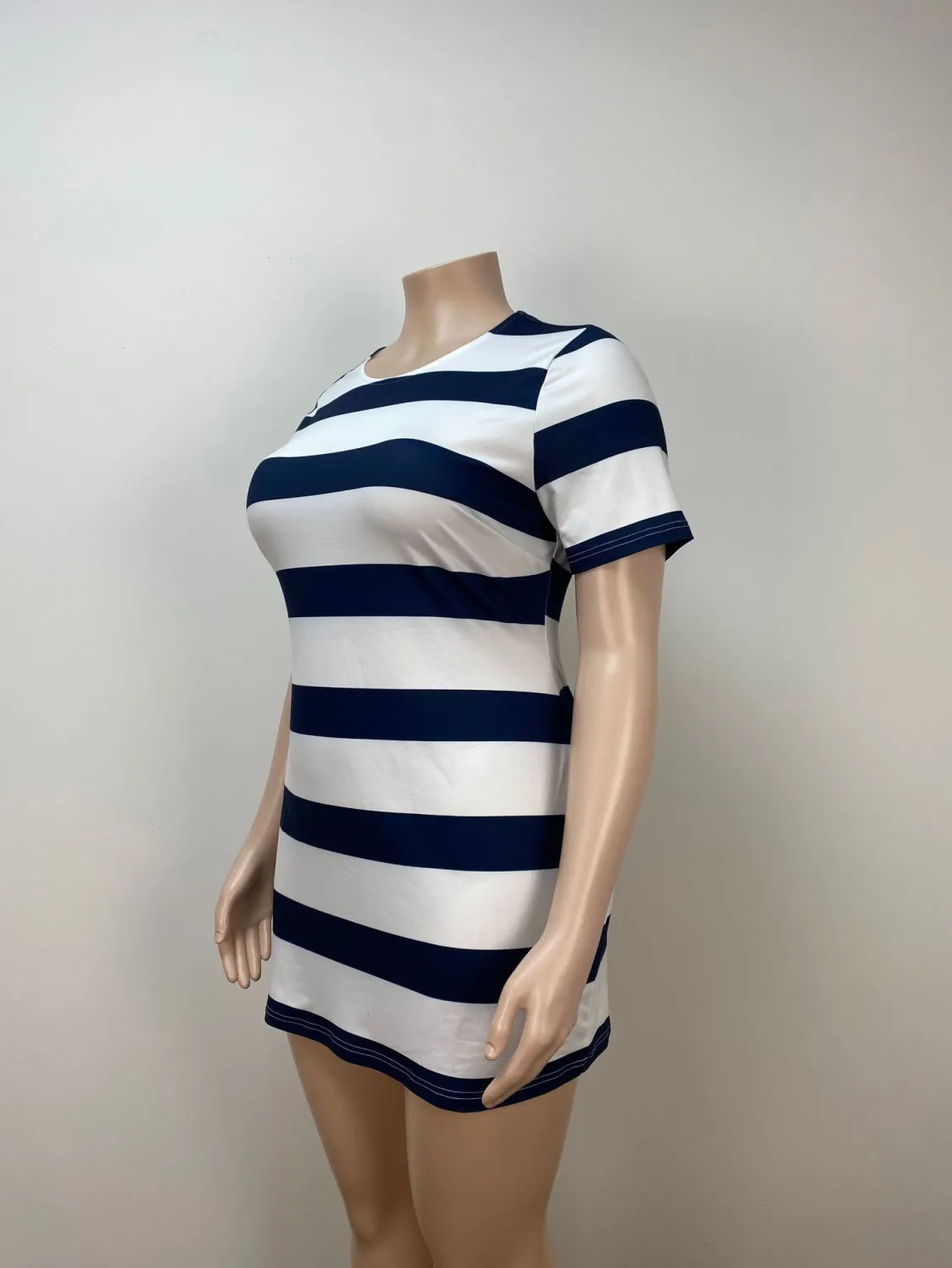 Plus Size Women Casual Striped Bodycon Dress 7 Plus Size Women Casual Striped Bodycon Dress - Image 5