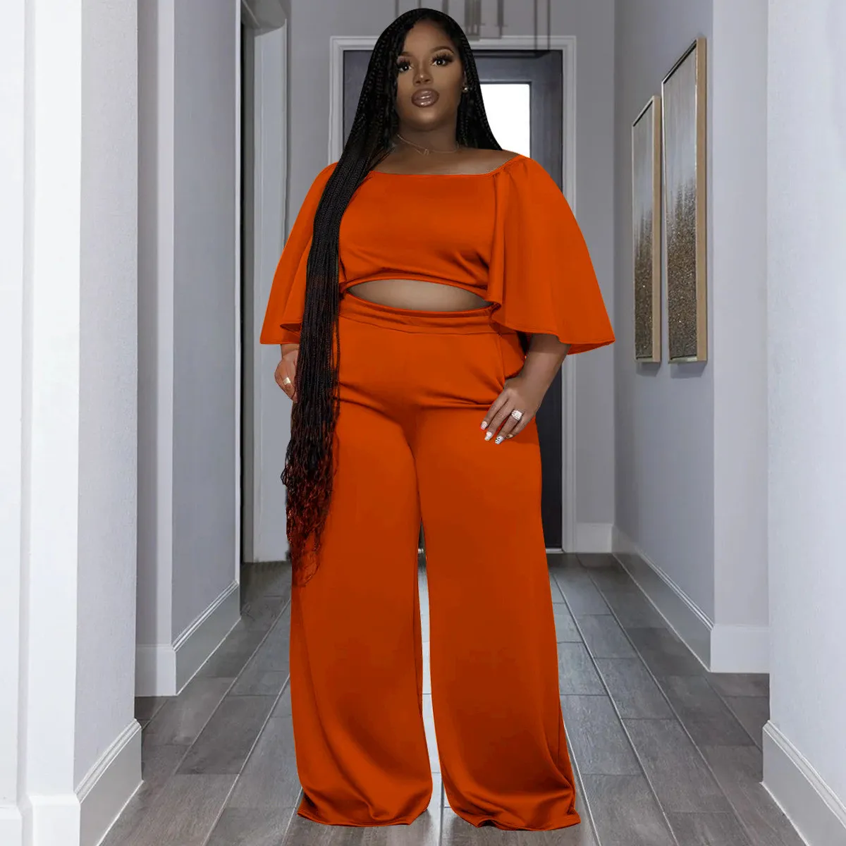 Plus Size Women Summer Short Sleeve Top And Pants Casual Two-Piece Set 17 Plus Size Women Summer Short Sleeve Top And Pants Casual Two-Piece Set - Image 15