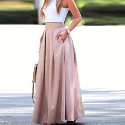 Plus Size Women Solid Casual Loose Skirt -Plus Size Dresses Shop 191062b59dacdf40