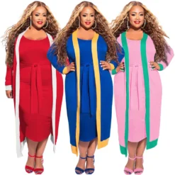 Plus Size Women Casual Contrast Stripe Long Sleeve Jacket + Tank Top Dress 16 Plus Size Women Casual Contrast Stripe Long Sleeve Jacket + Tank Top Dress -Plus Size Dresses Shop 192bc7a357e725f9