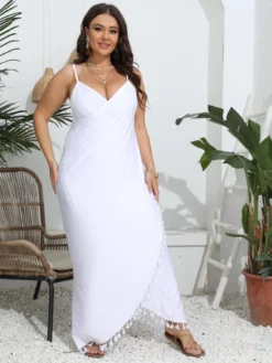 Plus Size Women One Piece Beach Skirt Irregular Suspender Skirt Tassel Dress -Plus Size Dresses Shop 19674944d7c2f3dd
