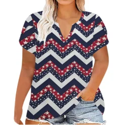 Plus Size Women Printed Summer Short Sleeve V-Neck T-Shirt -Plus Size Dresses Shop 198eded77b7820ca