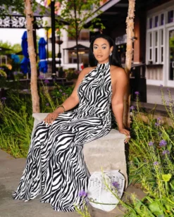 Plus Size Women Zebra Print Wide Leg Jumpsuit -Plus Size Dresses Shop 19d72f4991549a14