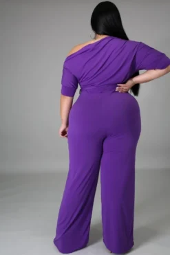 Summer Plus Size Purple Slash Shoulder Formal Jumpsuit -Plus Size Dresses Shop 19def6d43849f192