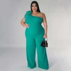 Plus Size Ladies One Shoulder Mesh Wide Leg Pants -Plus Size Dresses Shop 1a4f8ecf7688f5e9