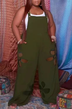 Women Solid Ripped Jumpsuit -Plus Size Dresses Shop 1acdd711b2f6da85