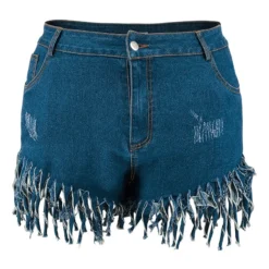 Plus Size Women's Denim Fringed Shorts -Plus Size Dresses Shop 1af17f3127acad31