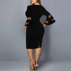 Mesh Patchwork Plus Size Women's Bodycon Dress -Plus Size Dresses Shop 1bcb3cb32083ea32