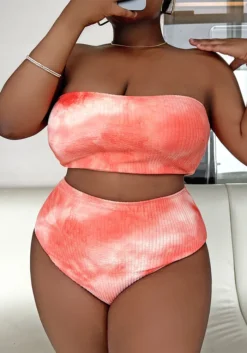 Sexy Plus Size Orange Tie Dye Strapless High Waist Bikini 14 Sexy Plus Size Orange Tie Dye Strapless High Waist Bikini -Plus Size Dresses Shop 1c077a74d6ed0add