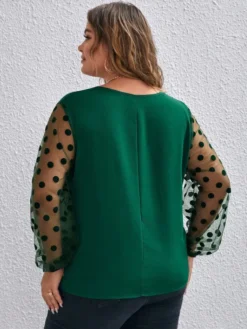 Plus Size Women's Autumn And Winter Mesh Patchwork Tops -Plus Size Dresses Shop 1c9ec872d164ed26