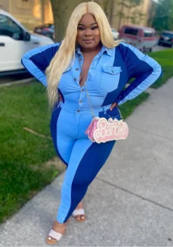 Plus Size Women Colorblock Top And Pant Casual Two-piece Set -Plus Size Dresses Shop 1cea4440aff9a0ee