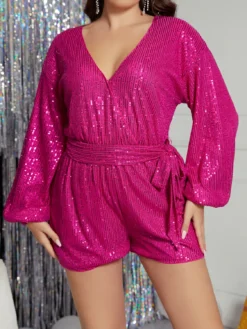 Women Sexy Lantern Long Sleeve Sequin Jumpsuit -Plus Size Dresses Shop 1cf726c2c309c023