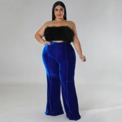 Plus Size Women Winter High Waist Velvet Bootcut Pants -Plus Size Dresses Shop 1d3b640073a27bf6