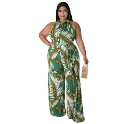 Plus Size Women Holidays Casual Print Sleeveless Jumpsuit -Plus Size Dresses Shop 1e8097bbd8bc69ac