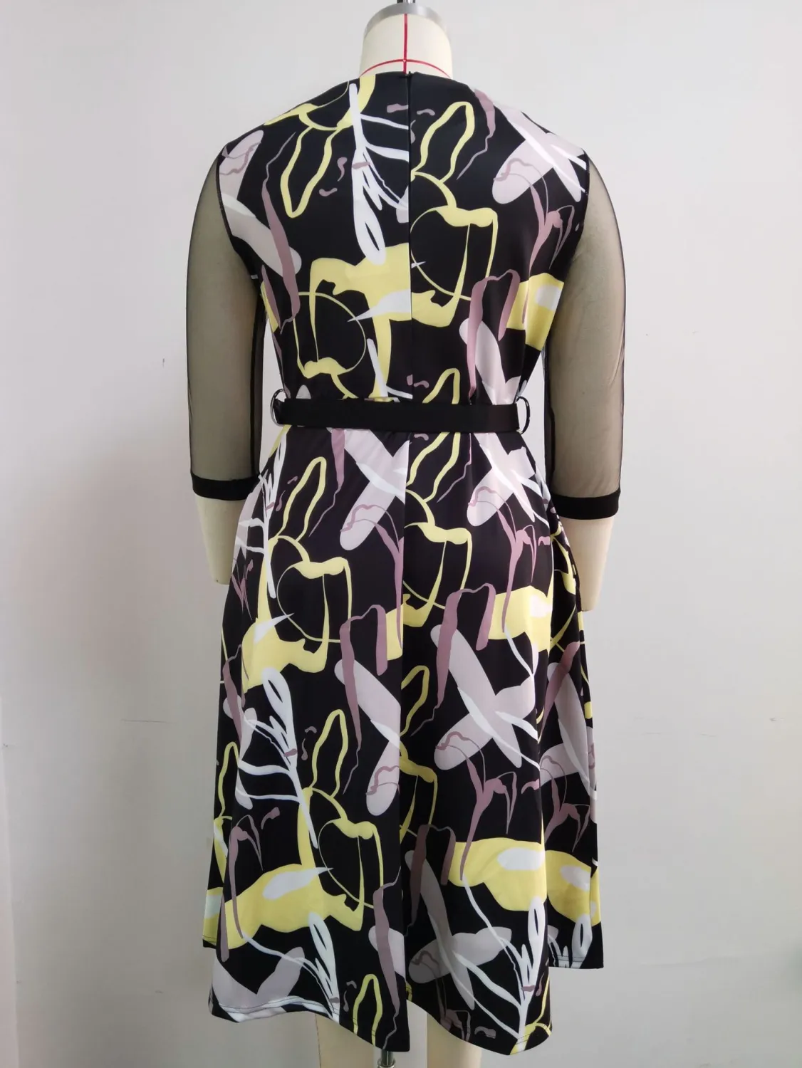 Women Africa Plus Size Round Neck 3/4 Sleeve Patchwork Print Dress 13 Women Africa Plus Size Round Neck 3/4 Sleeve Patchwork Print Dress - Image 11