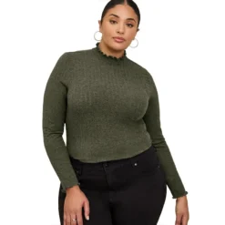 Fall Winter Plus Size Women's Mock Neck Long Sleeve Slim Fit Basic Shirt Top -Plus Size Dresses Shop 1f43f7189baaca2a
