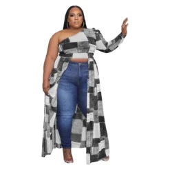 Plus Size Women Fashion Casual One Sleeve Print Dress -Plus Size Dresses Shop 1f9ec265d5df350c