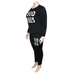 Women's Casual Sports Letter Print Long Sleeve Sweater Pants Set