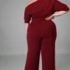 Summer Plus Size Burgunry Slash Shoulder Formal Jumpsuit -Plus Size Dresses Shop 20a5870a4458cea0