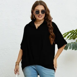 Women's Summer V Neck Slim Fit Half Sleeves Plus Size Top -Plus Size Dresses Shop 20afadcbcfdf6b8e