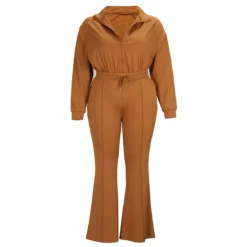 Women Solid Sports Casual Zipper Top And Bell Bottom Two-piece Pants Set -Plus Size Dresses Shop 20c94699f1c3eda6