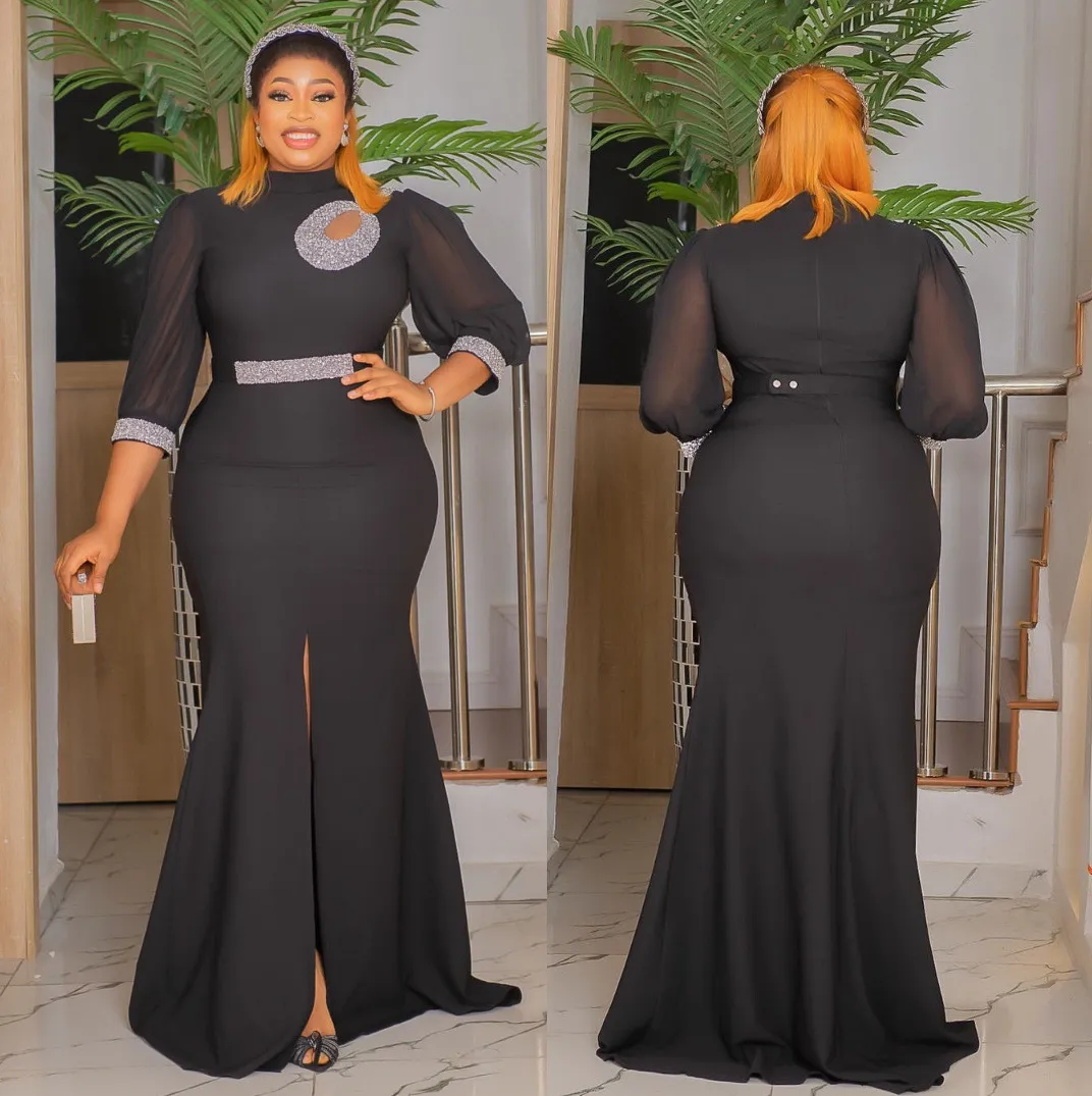 Fashion Women's Sexy Slit Dress Africa Plus Size Women's Solid Color Long Gown 11 Fashion Women's Sexy Slit Dress Africa Plus Size Women's Solid Color Long Gown - Image 9