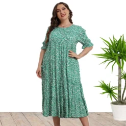 Plus Size Women Summer Short Sleeve Printed Loose Dress -Plus Size Dresses Shop 21f142828ac1c68b