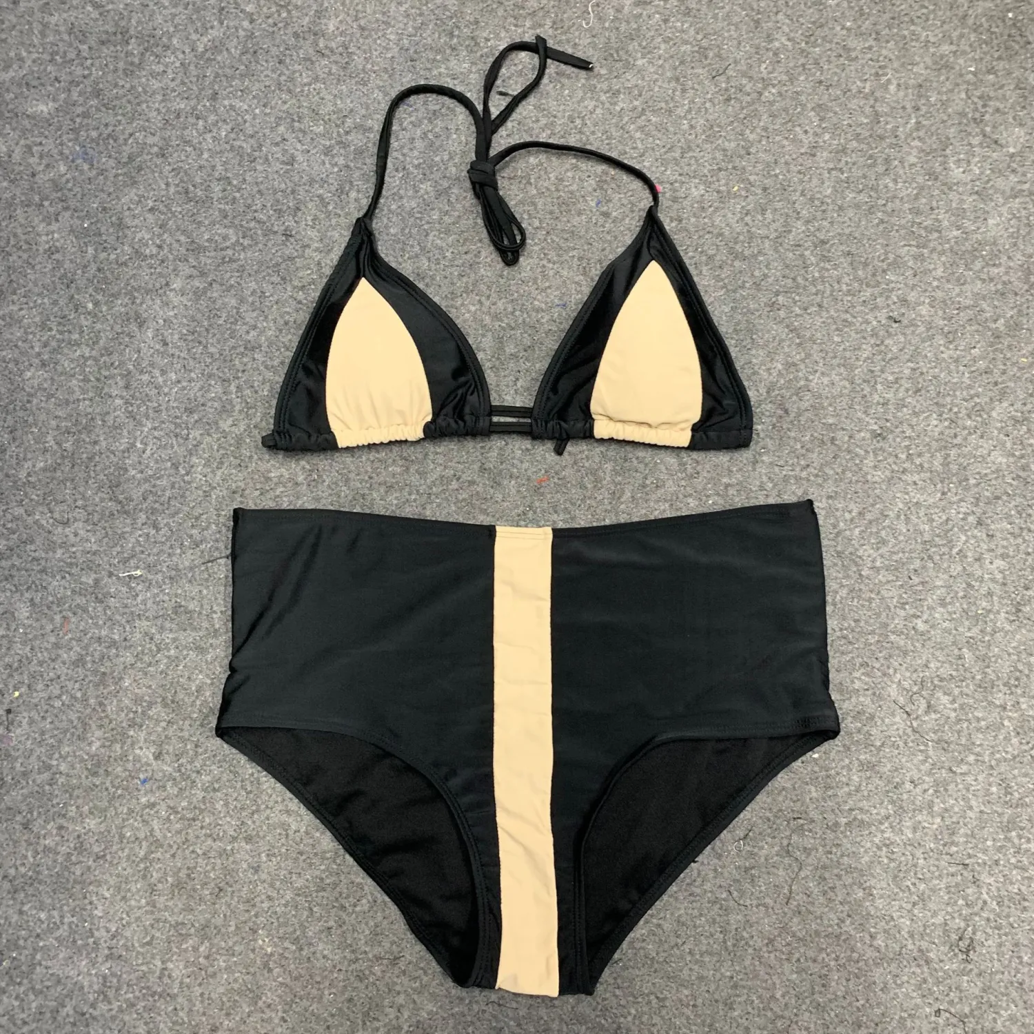 Women Two Pieces Swimsuit Plus Size Color Block High Waist Bikini Swimsuit 5 Women Two Pieces Swimsuit Plus Size Color Block High Waist Bikini Swimsuit - Image 3