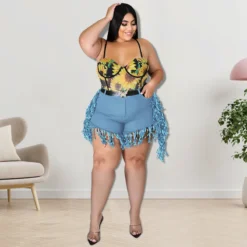 Plus Size Women's Sexy Fringe Denim Shorts -Plus Size Dresses Shop 236cbb1d6e9a9864