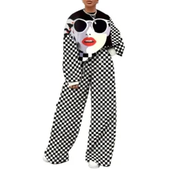 Women Trendy Loose Style Printed Top And Pant Two-piece Set